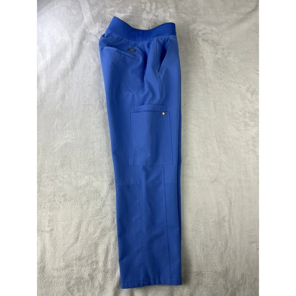 FIGS Axim Cargo Scrub Pants Men XS Blue Technical Collection Drawstring Medical